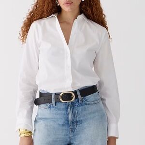 J. Crew Crisp White Cotton Shirt Wren Slim Fit Size 2 / 4 Small